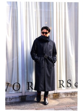 「no brand（ノーブランド）のアイテム（トレンチコート）」を使った、BIRTHDAYさん（メンズ・170cm）の冬コーディネート