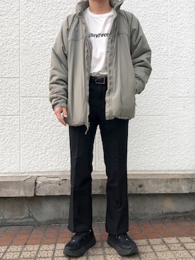 「Wrangler（ラングラー）のWrangler　WRANCHER DRESS JEANS（その他パンツ、ブラック系）」を使った、keitoさん（メンズ・176cm）の冬コーディネート