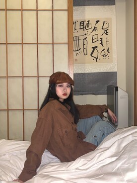 「休闲」｜「アイテム（キャスケット）」を使った、Ingridさん（レディース・160cm）の春コーディネート