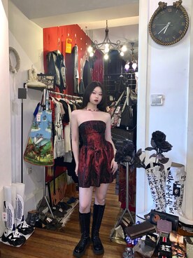 「red」｜「アイテム（ワンピース/ドレス）」を使った、Ingridさん（レディース・160cm）の夏コーディネート