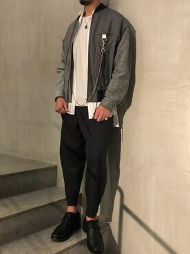 「B2nd」｜「アイテム（ブルゾン）」を使った、ヤギさん（メンズ・180cm）の秋コーディネート