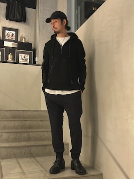 「ami（アミ）のアイテム」を使った、ヤギさん（メンズ・180cm）の秋コーディネート