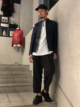 「ami（アミ）のアイテム」を使った、ヤギさん（メンズ・180cm）の秋コーディネート