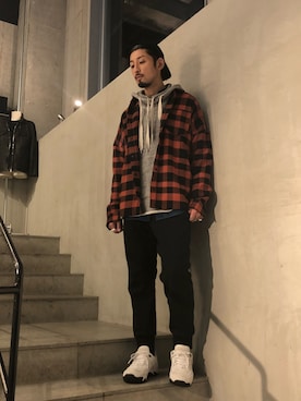 「ami（アミ）のアイテム」を使った、ヤギさん（メンズ・180cm）の秋コーディネート