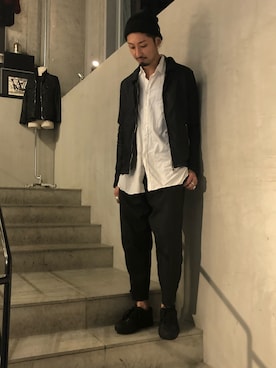 「CPH（シーピーエイチ）のアイテム（ニットキャップ/ビーニー）」を使った、ヤギさん（メンズ・180cm）の秋コーディネート