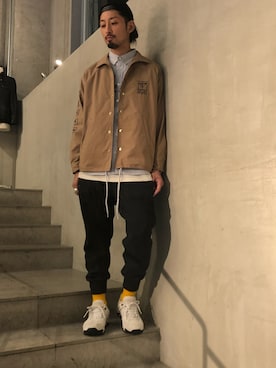 「ami（アミ）のアイテム」を使った、ヤギさん（メンズ・180cm）の冬コーディネート