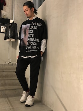 「ami（アミ）のアイテム」を使った、ヤギさん（メンズ・180cm）の冬コーディネート