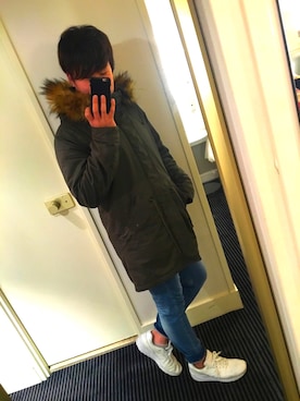 「Lui's（ルイス）のアイテム（モッズコート）」を使った、miyobuuさん（メンズ・167cm）の冬コーディネート