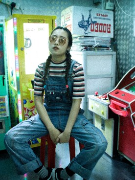 「70's」｜「アイテム（オールインワン・サロペット）」を使った、チホさん（レディース・157cm）の春コーディネート