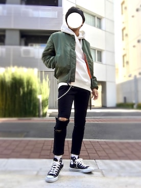「jiggys shop（ジギーズショップ）のアイテム（チノパンツ）」を使った、WDさん（メンズ・166cm）の冬コーディネート