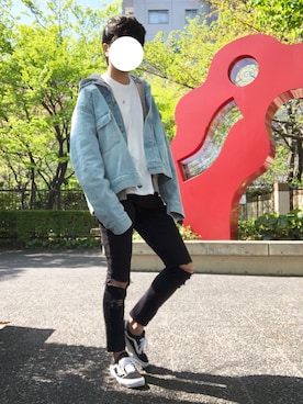 「jiggys shop（ジギーズショップ）のアイテム（チノパンツ）」を使った、WDさん（メンズ・166cm）の春コーディネート