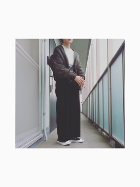 「サッシュベルト」｜「アイテム（MA-1）」を使った、higaki  youさん（レディース・161cm）の春コーディネート