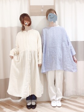 「Samansa Mos2 blue」｜「アイテム（バレエシューズ）」を使った、  𝕒𝕚𝕜𝕒 ༜さん（レディース・161cm）の冬コーディネート