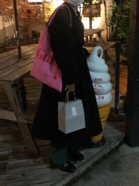 「Ron Herman（ロン ハーマン）のアイテム（ノーカラーコート）」を使った、luuさん（レディース・156cm）の春コーディネート