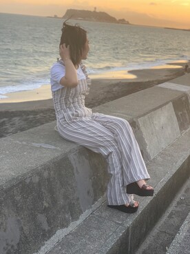 「アイテム（つなぎ/オールインワン、ベージュ系）」を使った、chasさん（レディース・147cm）の夏コーディネート