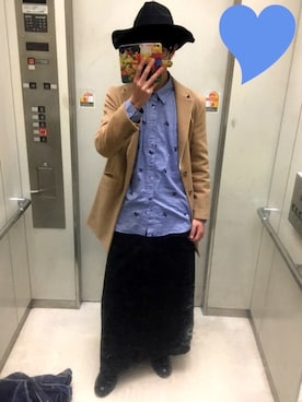 「DISCOVERED（ディスカバード）のアイテム（チェスターコート）」を使った、けいさん（メンズ・178cm）の冬コーディネート