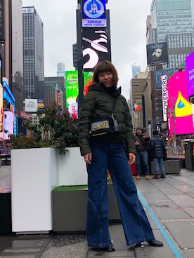 「コーディネート」｜「アイテム（ダウンジャケット/コート）」を使った、まさこさん（レディース・168cm）の春コーディネート