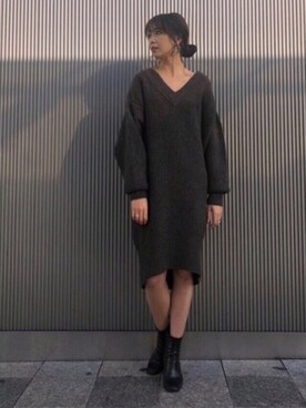 M Maison De Reefur エム の ローゲージ V ネック ニット ワンピース ニット セーター Wear