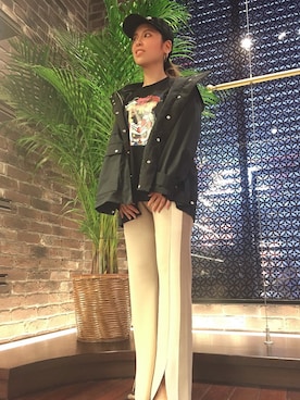 「コラボレーション」｜「アイテム（ブルゾン）」を使った、aasukaさん（レディース・158cm）の春コーディネート