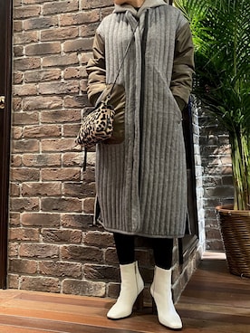 「カーキアウター」｜「アイテム（トレンチコート）」を使った、aasukaさん（レディース・158cm）の冬コーディネート