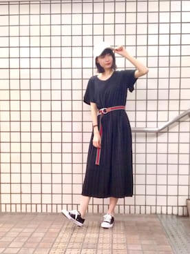 「earth music&ecology（アースミュージックアンドエコロジー）のアイテム（キャップ）」を使った、🍦みうみ🍦さん（レディース・165cm）の春コーディネート