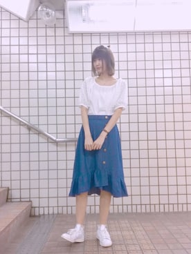 「アイテム（デニムスカート）」を使った、🍦みうみ🍦さん（レディース・165cm）の春コーディネート