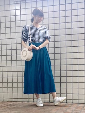 「earth music&ecology（アースミュージックアンドエコロジー）のアイテム（ショルダーバッグ）」を使った、🍦みうみ🍦さん（レディース・165cm）の夏コーディネート