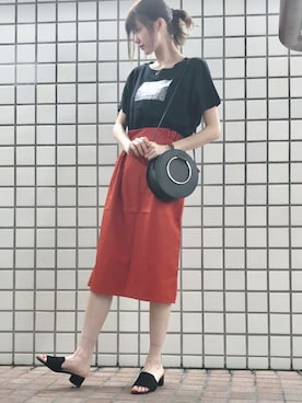 「earth music&ecology（アースミュージックアンドエコロジー）のアイテム（ショルダーバッグ、ブラック系）」を使った、🍦みうみ🍦さん（レディース・165cm）の夏コーディネート