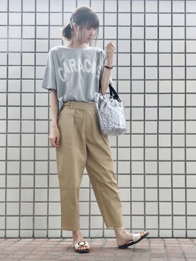 「earth music&ecology（アースミュージックアンドエコロジー）のアイテム（トートバッグ）」を使った、🍦みうみ🍦さん（レディース・165cm）の夏コーディネート