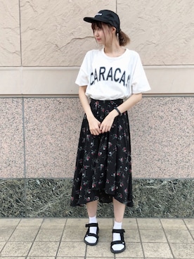 「DING（ディング）のアイテム（帽子）」を使った、🍦みうみ🍦さん（レディース・165cm）の夏コーディネート