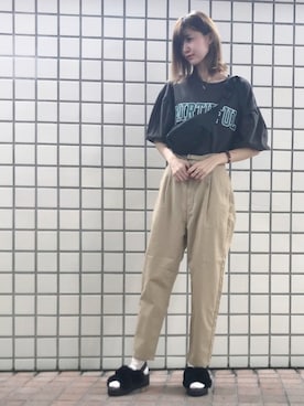 「NiCORON（ニコロン）のバルーンスリーブプルオーバー（Tシャツ/カットソー）」を使った、🍦みうみ🍦さん（レディース・165cm・20代）の夏コーディネート