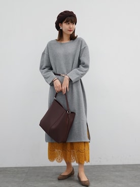 「スリットワンピース」｜🍦みうみ🍦さん（レディース・165cm）の冬コーディネート