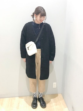 「くつした」｜「アイテム（ダウンジャケット/コート）」を使った、🍦みうみ🍦さん（レディース・165cm）の冬コーディネート