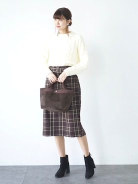 「earth music&ecology（アースミュージックアンドエコロジー）のアイテム（トートバッグ）」を使った、🍦みうみ🍦さん（レディース・165cm）の冬コーディネート