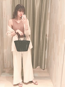 「リブニットパンツ」｜🍦みうみ🍦さん（レディース・165cm）の春コーディネート