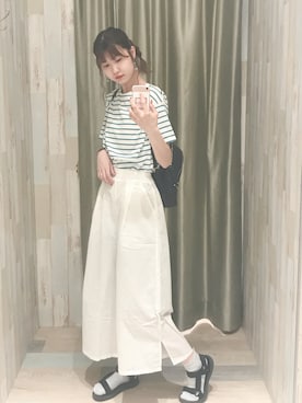 「ハイウエスト」｜「アイテム（Tシャツ/カットソー）」を使った、🍦みうみ🍦さん（レディース・165cm）の春コーディネート