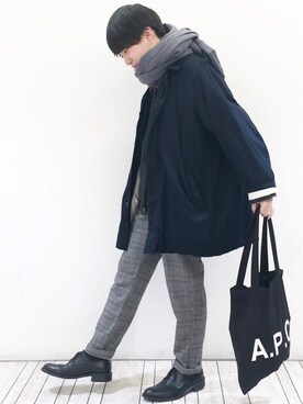 「bukht（ブフト）のアイテム（ブルゾン）」を使った、くっちーさん（メンズ・166cm）の春コーディネート