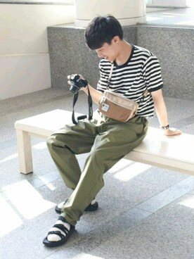 「hellolulu(ハロルル)のアイテム」を使った、くっちーさん(メンズ・166cm)の夏コーディネート