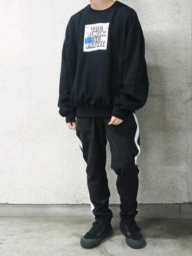 「BlackEyePatch（ブラックアイパッチ）のアイテム（スウェット）」を使った、くっちーさん（メンズ・166cm）の秋コーディネート