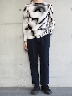 「Basis Broek Belgium（バージスブルック）のアイテム」を使った、くっちーさん（メンズ・166cm）の春コーディネート