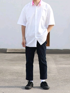 「Basis Broek Belgium（バージスブルック）のアイテム」を使った、くっちーさん（メンズ・166cm）の夏コーディネート