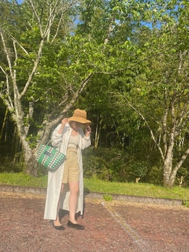 「fig Ｌondon（フィグロンドン）のDAY　shirt dress（シャツワンピース、ホワイト系）」を使った、mayuさん（レディース・152cm）の春コーディネート