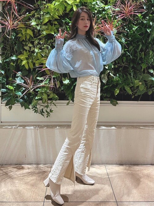 夏春ウェーブちゃんさんのブーツ「スクエアトゥフェイクレザーショートブーツ(JUNOAH|ジュノア)」を使ったコーディネート