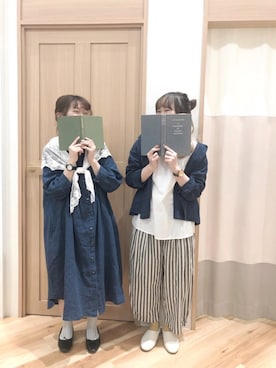 「デニムワンピース」｜「アイテム（その他アウター）」を使った、ま つ お　ち な つ .さん（レディース・149cm）の春コーディネート
