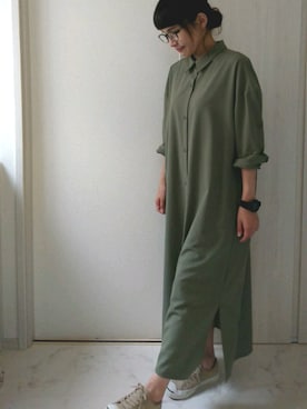 「BACK NUMBER（バックナンバー）のアイテム（シャツワンピース）」を使った、ricky.yさん（レディース・158cm）の春コーディネート