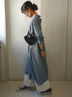 「仕事コーデ」｜「アイテム（シャツワンピース）」を使った、ricky.yさん（レディース・158cm）の春コーディネート