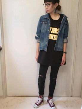 「BACK NUMBER（バックナンバー）のアイテム（デニムジャケット）」を使った、ricky.yさん（レディース・158cm）の秋コーディネート