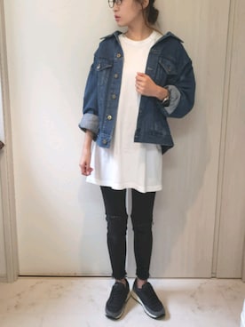 「BACK NUMBER（バックナンバー）のアイテム（デニムジャケット）」を使った、ricky.yさん（レディース・158cm）の秋コーディネート