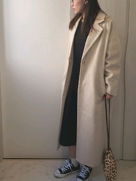 「BACK NUMBER（バックナンバー）のアイテム（チェスターコート）」を使った、ricky.yさん（レディース・158cm）の冬コーディネート