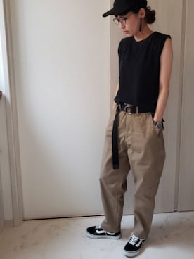 「BEN DAVIS（ベンデイビス）のアイテム（パンツ）」を使った、ricky.yさん（レディース・158cm）の夏コーディネート